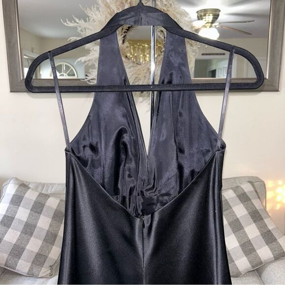 Laundry by Shelli Segal Black Sleek Halter Gown Size 8 90s Y2K Retro Classic - Picture 10 of 14